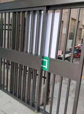 学校别墅遥控收缩门  黑色铝合金伸缩门 小区无轨智能电动平移门