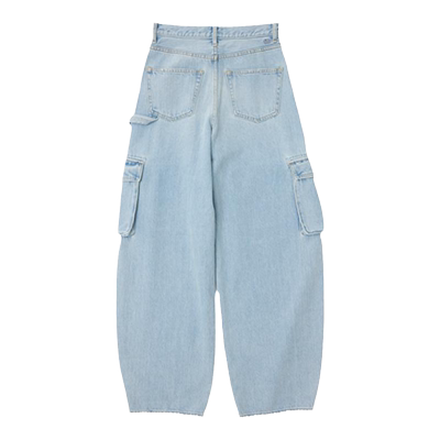 SLY欧美风高腰工装裤阔腿牛仔裤