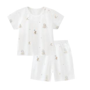 乖奇熊婴儿短袖短裤分体套装夏季薄款宝宝纯棉居家衣服裤子
