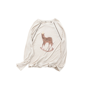 晶咕白标DADATATA【以梦为马】莱赛尔绵羊毛混纺针织面料长袖T恤