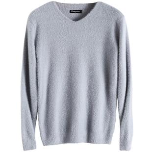 v领毛衣男保暖内搭打底衫长袖t恤冬季水貂绒毛毛衣男士冬天针织衫