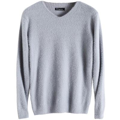 水貂毛针织衫毛衣打底衫修身v领