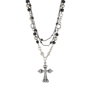 项链女款2024新款ins高级暗黑辣妹十字架吊坠项链锁骨链万圣节