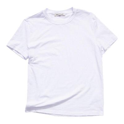 纯棉美式复古纯色正肩短袖T恤女