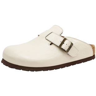 UBZ 防水皮面勃肯半拖女2026春季新款厚底包头休闲复古单鞋博肯鞋