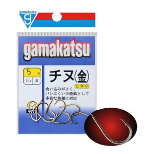 日本伽玛卡兹gamakatsu鱼钩千又（金）有倒刺长柄歪嘴钩海钓