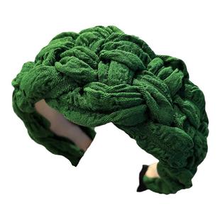 绿色发箍网红2026年新款高档韩国复古编织蓬松宽头箍显脸小压发卡