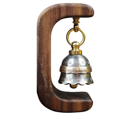 香港两元硬币铃铛木质摆件