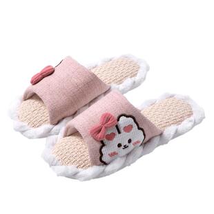 买一送一亚麻拖鞋女夏季室内居家用春秋四季情侣一对棉麻布拖鞋男