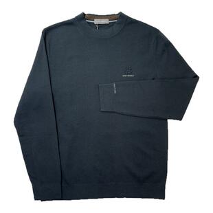 报喜鸟灰绿色绵羊毛秋冬季常规青年商务休闲男士修身圆领羊毛衫