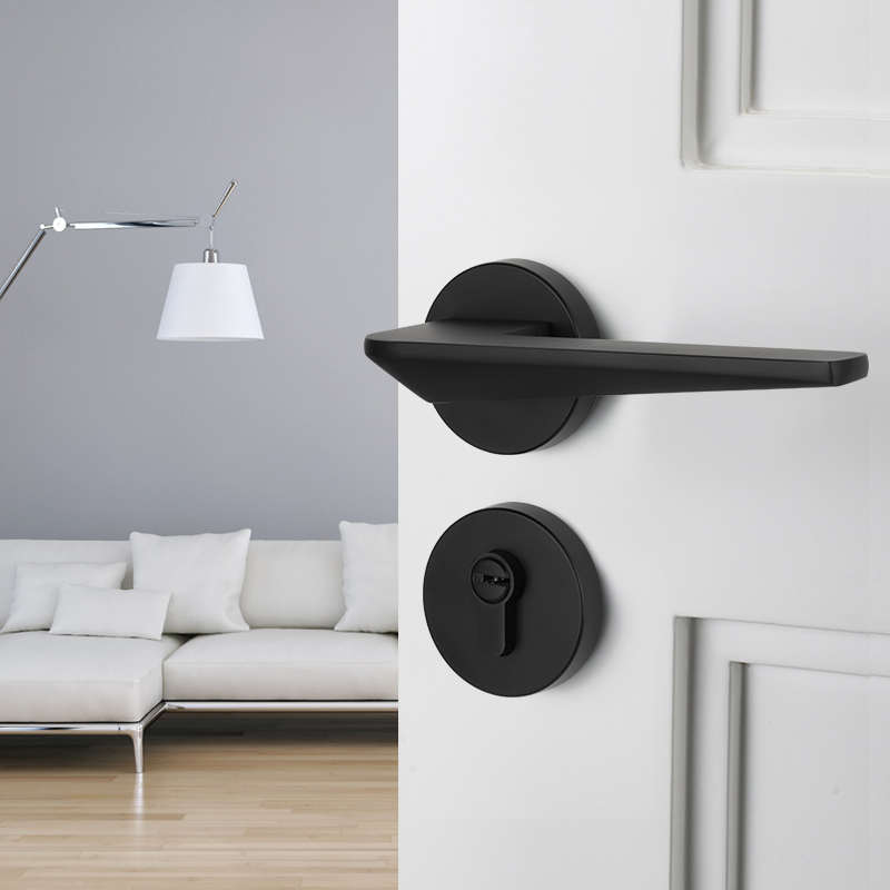 磁吸静音出租房屋简易房门木室内门锁全套普通整套分体式简单卧室