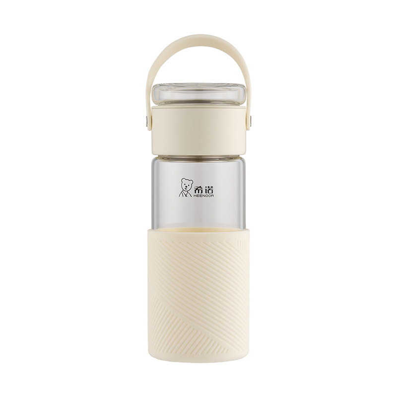 希诺官方旗舰店正品茶水分离杯单层玻璃杯办公室泡茶杯子便携水杯
