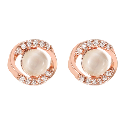 伊灿S999纯银玫瑰金耳钉纯银小众