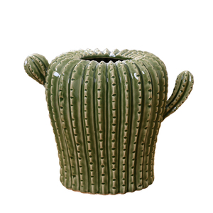 现代简约创意家居装饰客厅手工冰裂釉仙人掌工艺摆件插花瓶