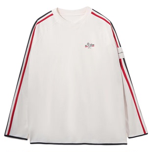 UMAMIISM 有茂密声2025秋季网球运动条纹白色T恤抗菌速干长袖上衣