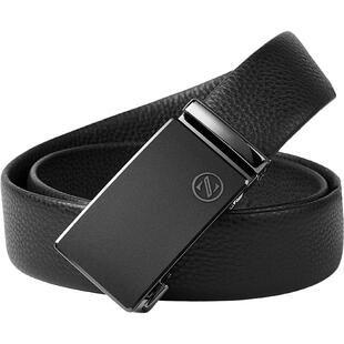 HLA/海澜之家纯色通勤皮带字母商务头层牛皮自动扣腰带男