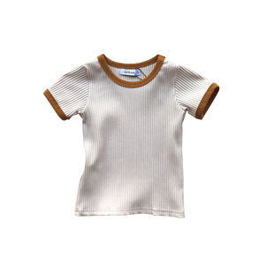 2021春夏ins风belbow莫代尔棉超舒适螺纹高端复古儿童短袖T恤短裤