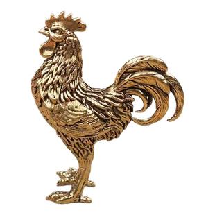 纯黄铜小摆件桌面手把件生肖十二大公鸡镇宅吉祥物茶道茶宠工艺品