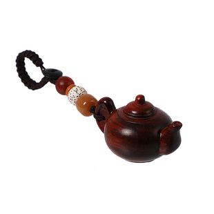 紫檀木茶壶汽车钥匙扣挂件把把胡手把件招财手机链吊坠随身挂饰品