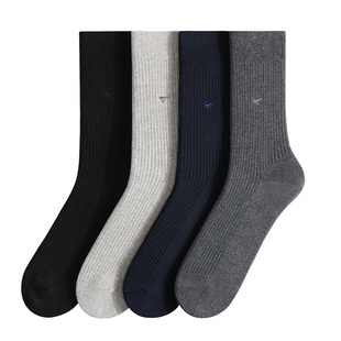 七匹狼袜子男士长筒袜纯棉秋冬季加厚高筒袜冬天长袜中筒防臭白色