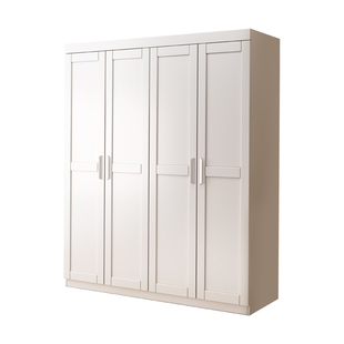 现代简约实木白色对开门衣柜家用卧室小户型衣橱储物挂衣柜收纳柜