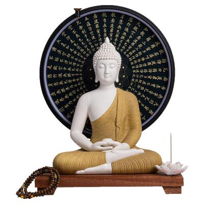 陶瓷发光中式佛像家用摆件灯圈