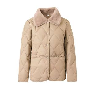 高端夹棉羽绒棉服女秋冬季2025新款洋气妈妈轻薄保暖短款毛领外套