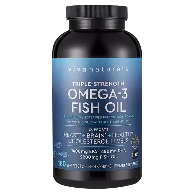 美国原装进口VivaNaturals深海鱼油180粒澳洲天然DPA软胶囊2500mg