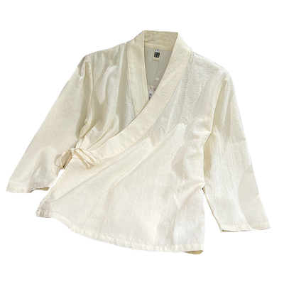 日常汉服绣花棉麻交领禅意茶服