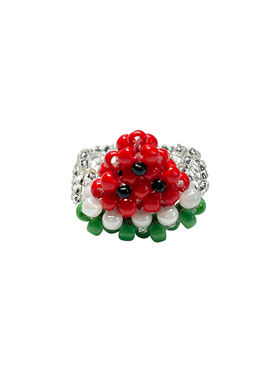 sanni珍宝盒 童趣可爱 夏日西瓜戒指 手工串珠自制饰品均码