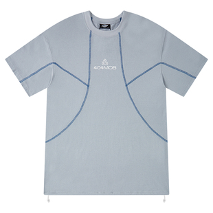 404MOB下摆可调节松紧透气网眼短袖T恤男女哈苏线美式运动户外潮t