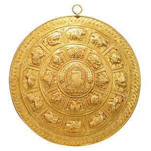 欧斯特尼泊尔手工吊牌十相自在摆件和气四瑞铜挂画玄关客厅装饰