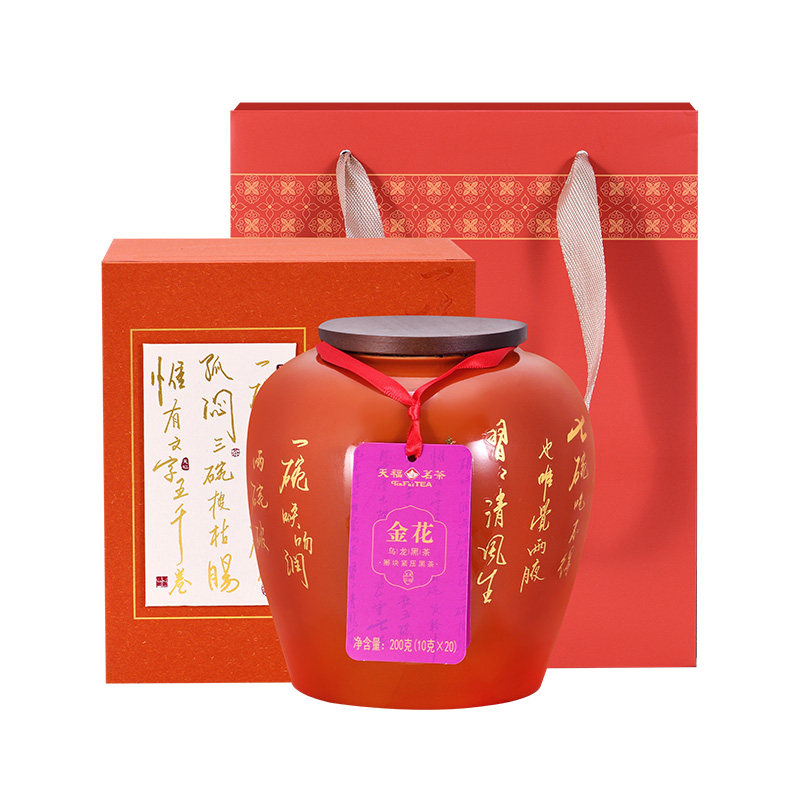 天福茗茶金花乌龙黑茶礼盒装200g