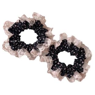 法式复古田园粉色蕾丝花边碎发大肠发圈气质小众甜美扎马尾辫发绳