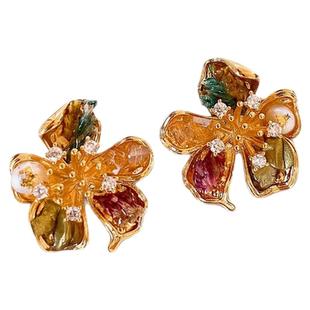 古里雅珍珠花朵耳钉女2026新款爆款高级感耳饰超好看独特漂亮耳环