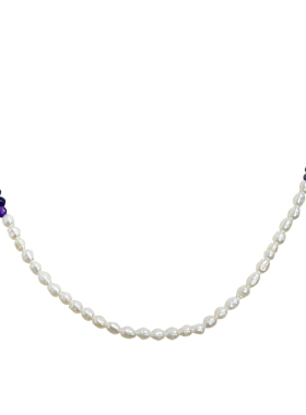欧韩珍珠蓝色珠子女锁骨链项链