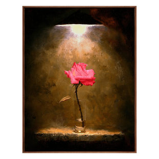 安东诺夫-灯下玫瑰版画客厅玄关卧室装饰画风景实木挂画法式轻奢