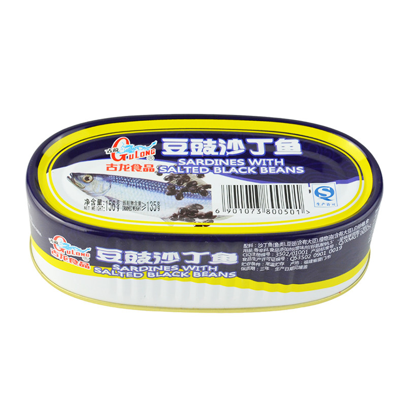 古龙食品豆豉沙丁鱼罐头豆豉酱水产速食品鱼类罐头下饭拌饭菜156g