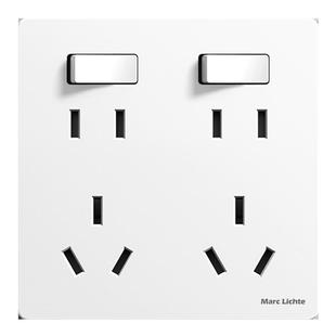 86型十孔带独立控制二开关双五孔10A多孔插座面板家用厨房电插座