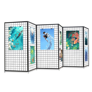 铝合金折叠网格展示架画展幼儿园作品展示架移动展览架八棱柱展架