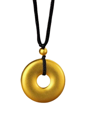 古法金包银平安扣女素面挂坠项链