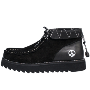 BLESS SHOE WALLABEE 反战主题真皮袋鼠鞋 黑色长绒毛牛皮休闲鞋