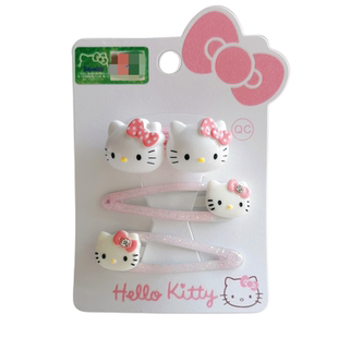HelloKitty粉色扎头发圈kt猫BB夹基础刘海碎发夹儿童宝宝边夹发饰