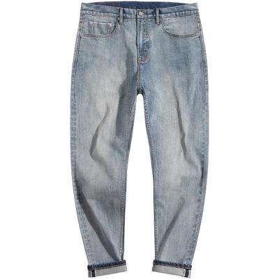 牛仔裤休闲直筒宽松赤耳丹宁9分