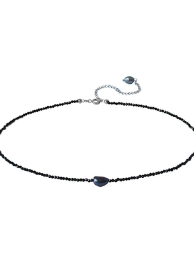 原创情侣款极细黑尖晶石项链简约日常百搭超闪复古韩版Choke个性