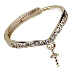 DIY珍珠配件 925镀白金珍珠戒指空托 指环托 配7-9mm圆珠 水滴珠