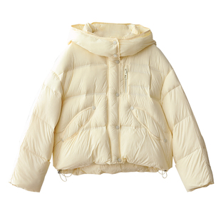 小耳出品 轻暖细纱防风层/90白鸭绒/蓬松填充 下摆收口连帽羽绒服