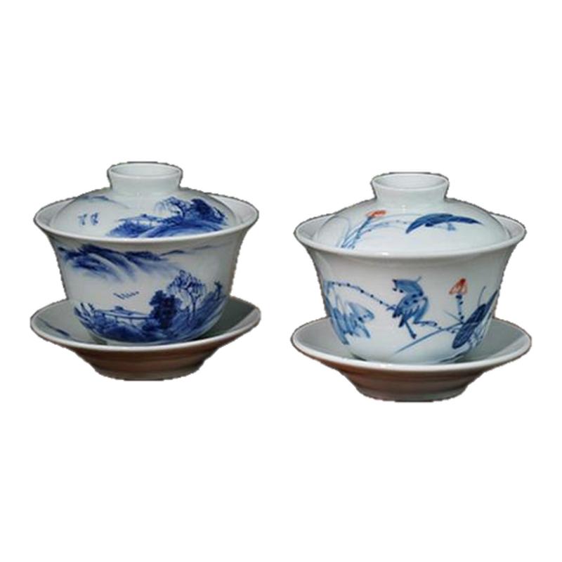 三才陶瓷手绘功夫茶具京德青花