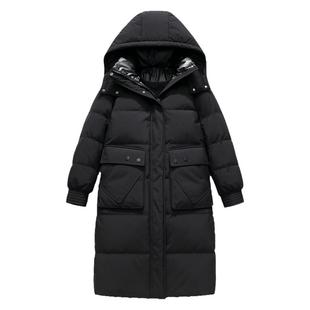 鸭鸭厚款羽绒服女2022年冬季新款中长款过膝加长加厚保暖外套潮MY