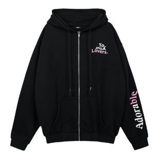 SPELLEDIT韩版Adorable拉链外套卫衣连帽复古开衫上衣女